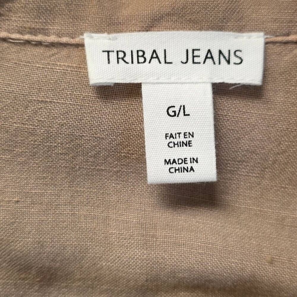 Tribal Jeans Linen Blend Utility Jacket Tan L - Picture 6 of 7